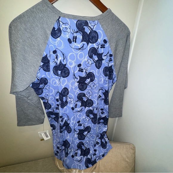 NWOT LuLaRoe, Med, Randy, Disney, Minnie Mouse, blue jersey with grey sleeves. - Picture 2 of 4
